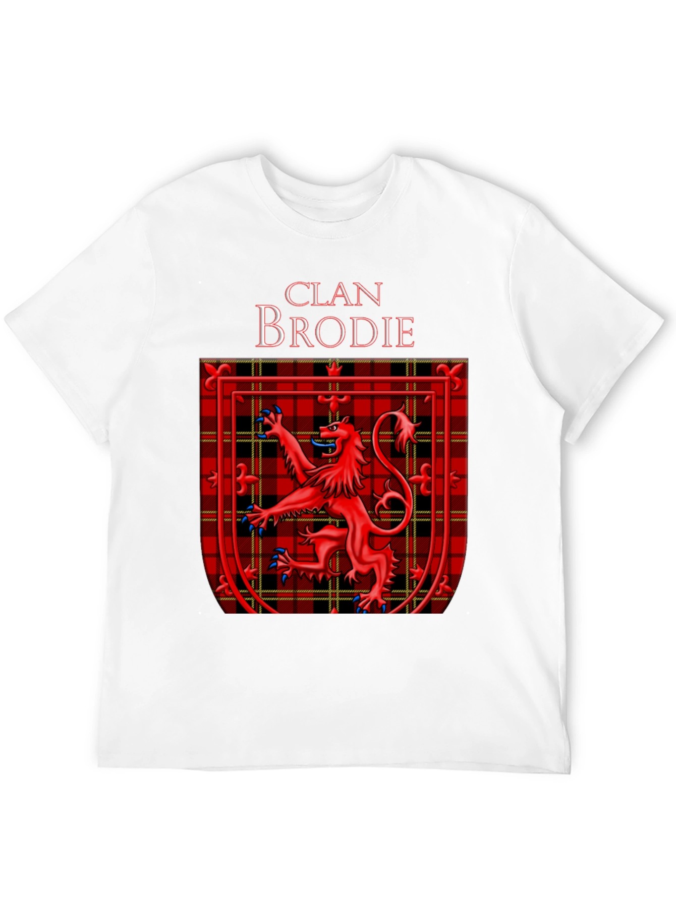 Clan Brodie Tartan Lion Black T-Shirt