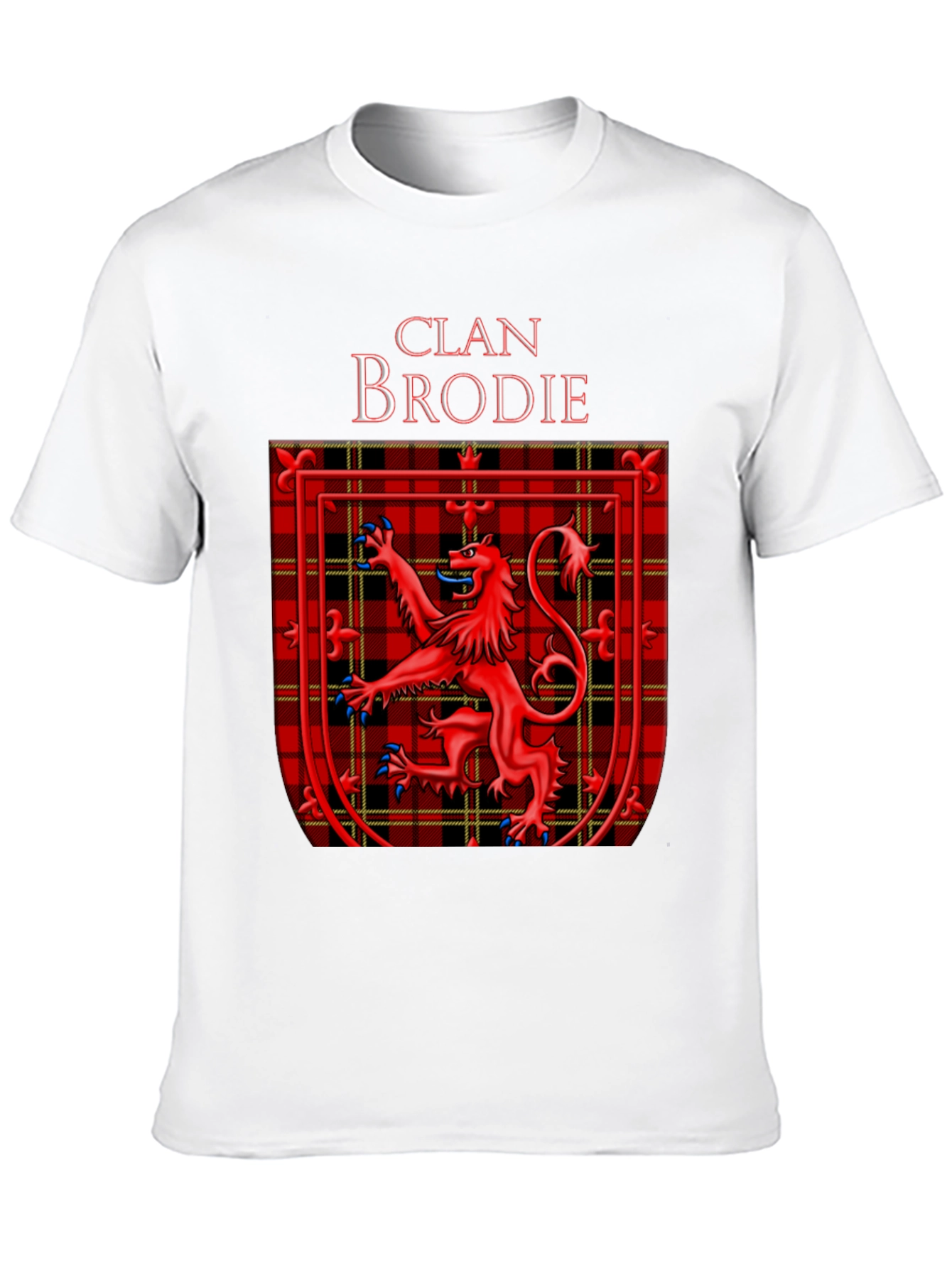 Clan Brodie Tartan Lion Black T-Shirt