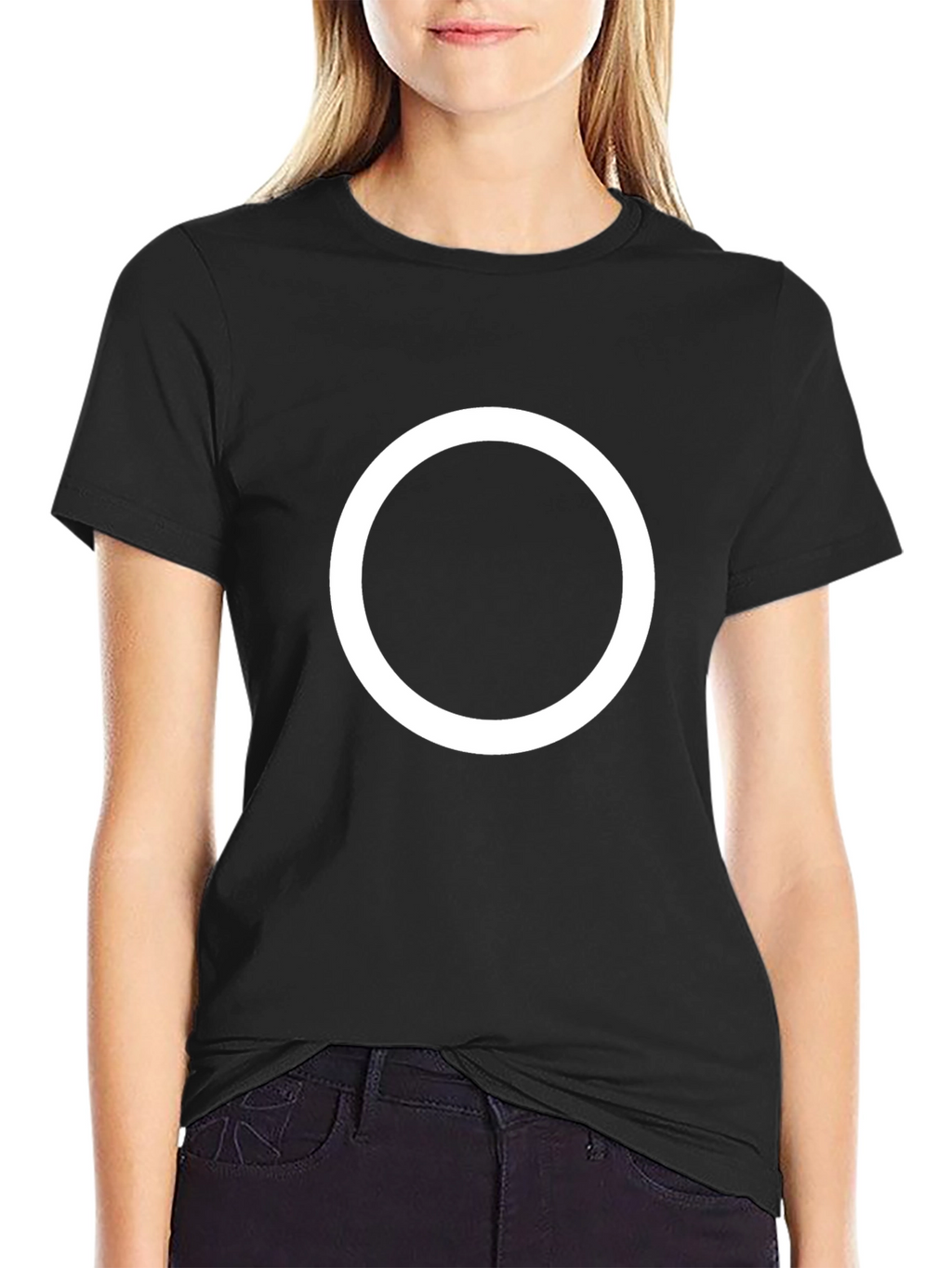 Black T-Shirt with White Circle Design
