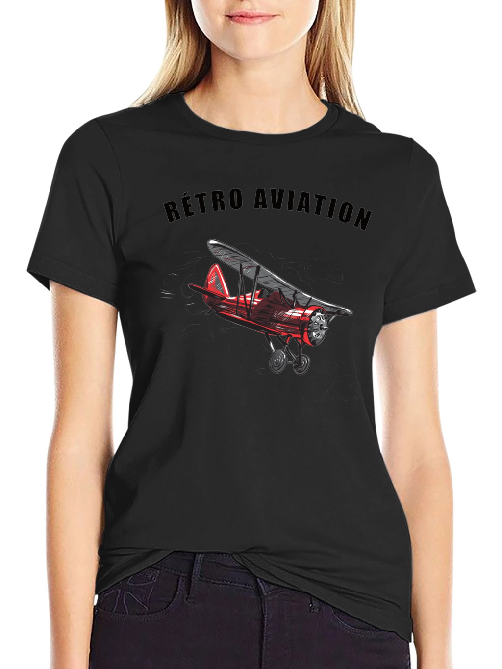 Retro Aviation Biplane Graphic T-Shirt