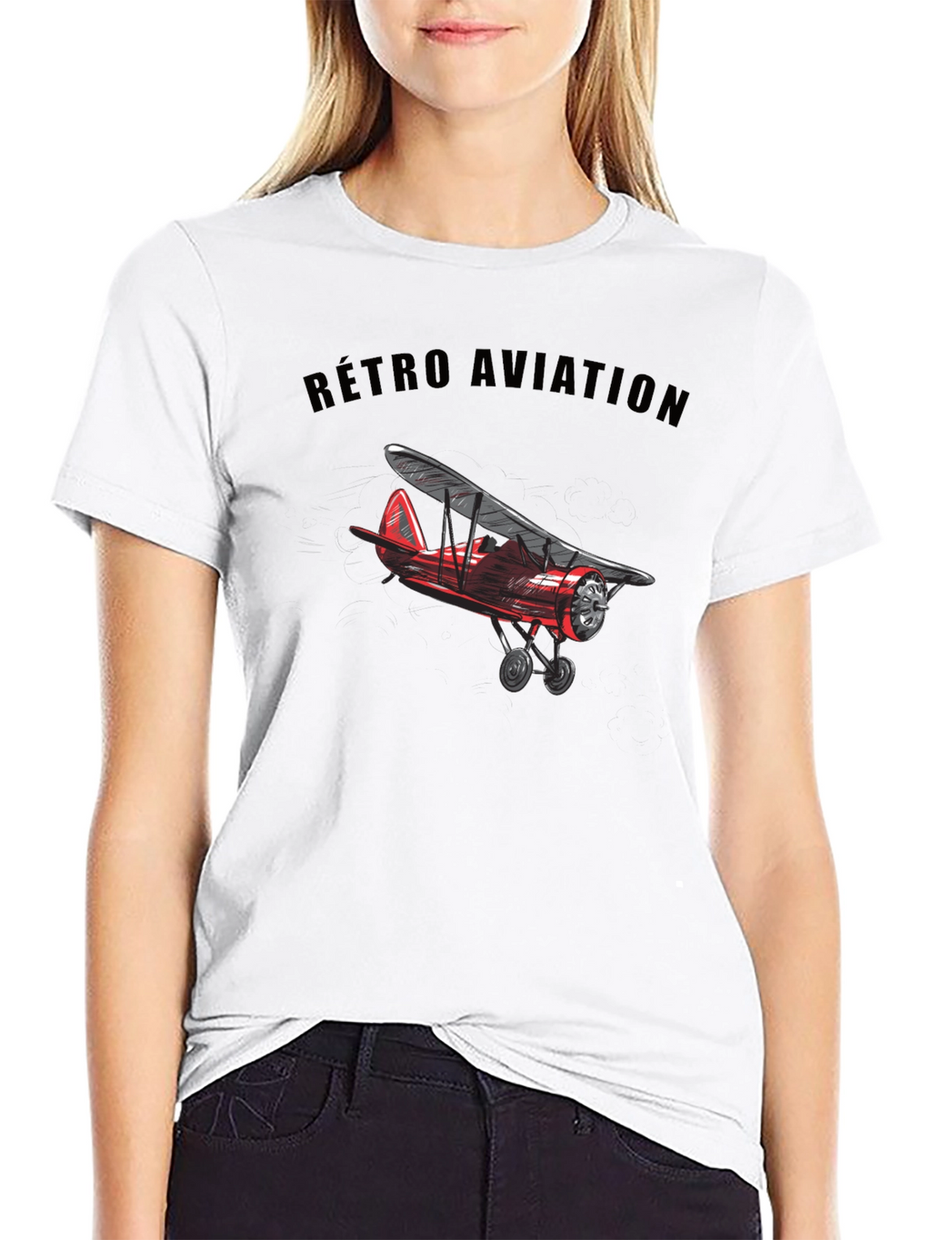 Retro Aviation Biplane Graphic T-Shirt