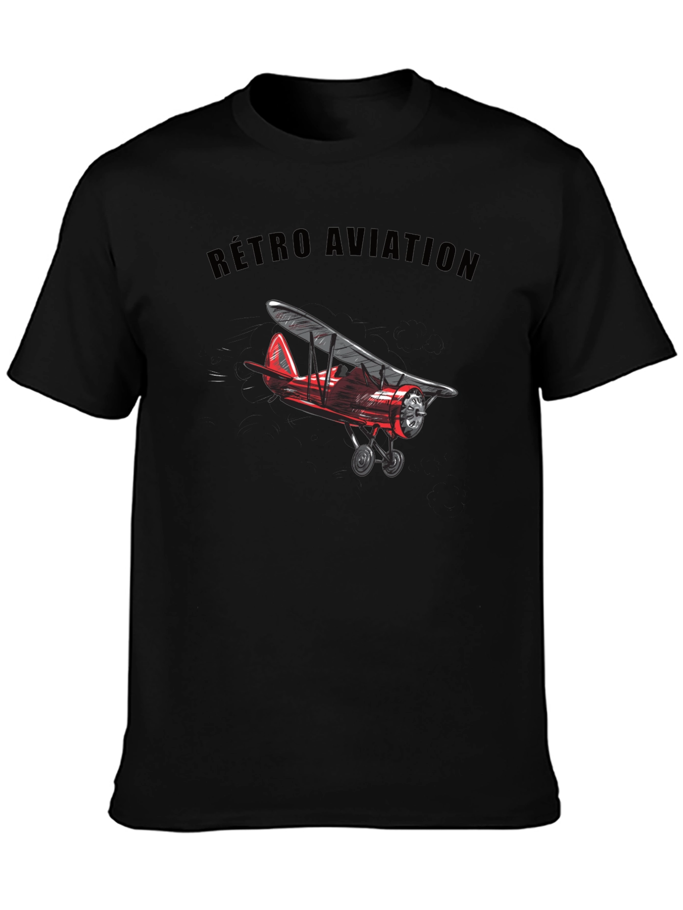 Retro Aviation Biplane Graphic T-Shirt