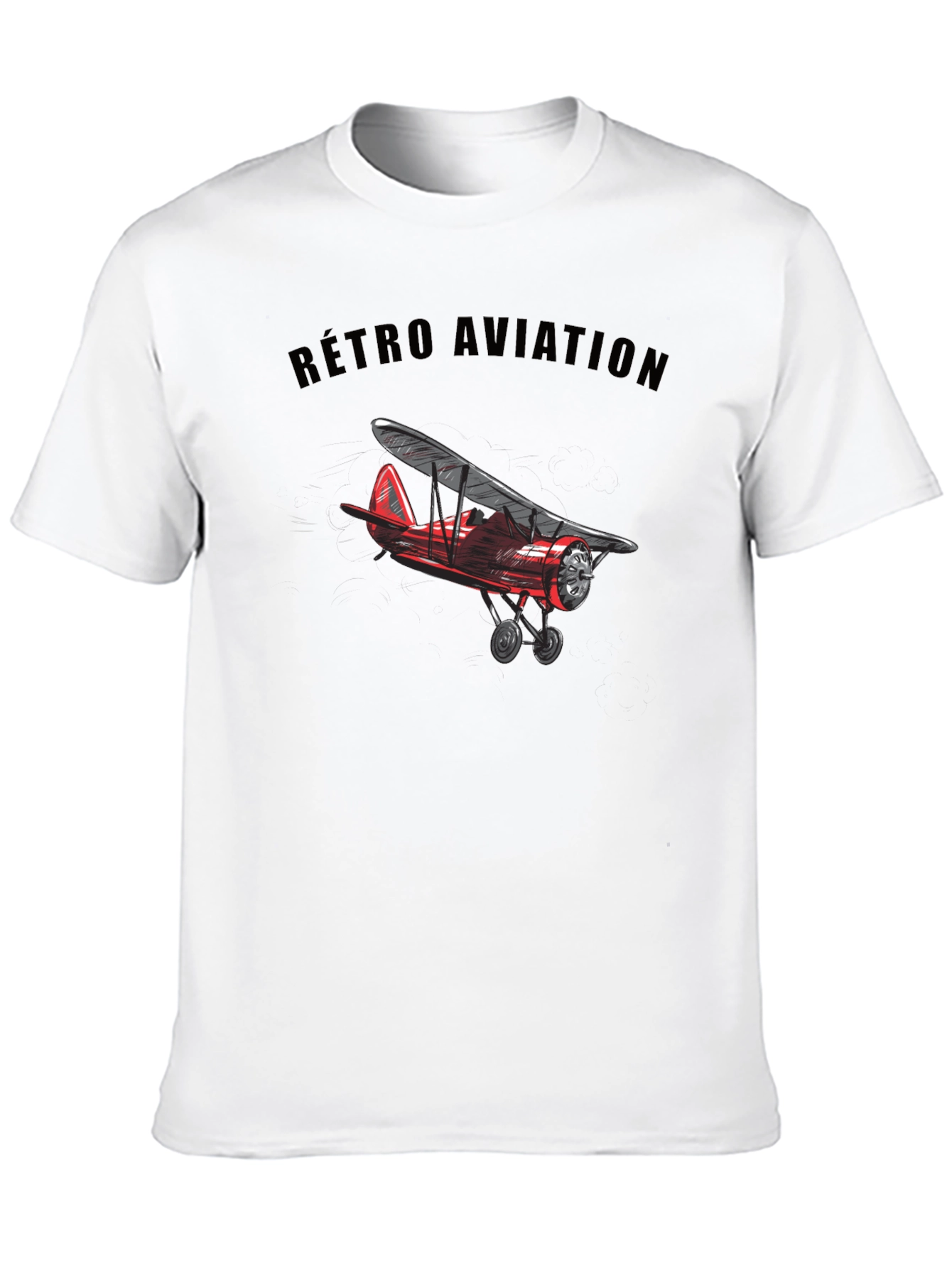 Retro Aviation Biplane Graphic T-Shirt