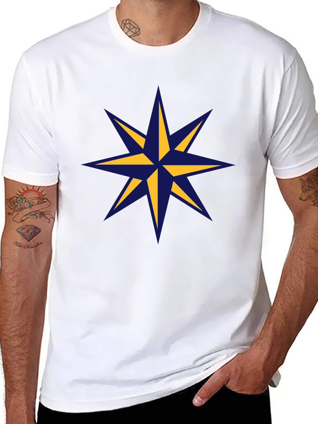 Nautical Star Graphic Tee - Stylish Mens Black T-Shirt