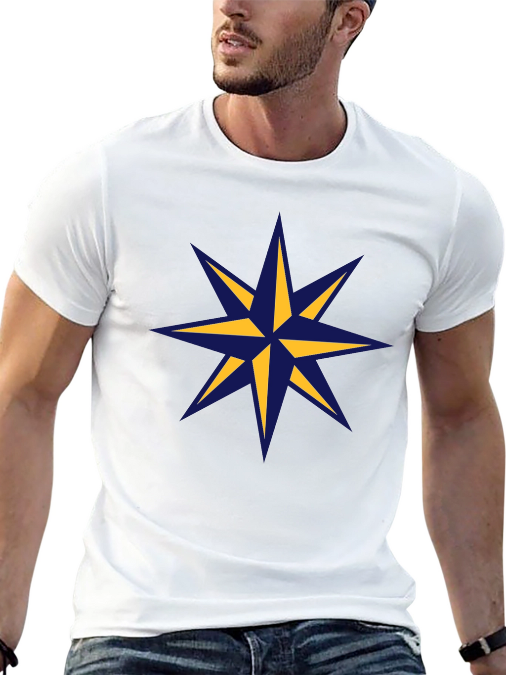 Nautical Star Graphic Tee - Stylish Mens Black T-Shirt