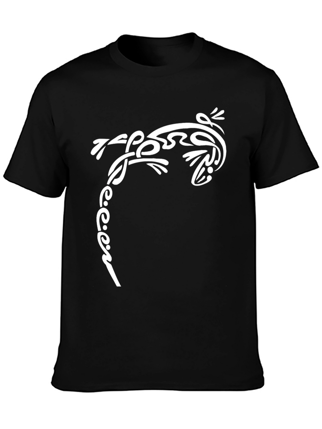 Tribal Lizard Graphic Tee - Black Cotton