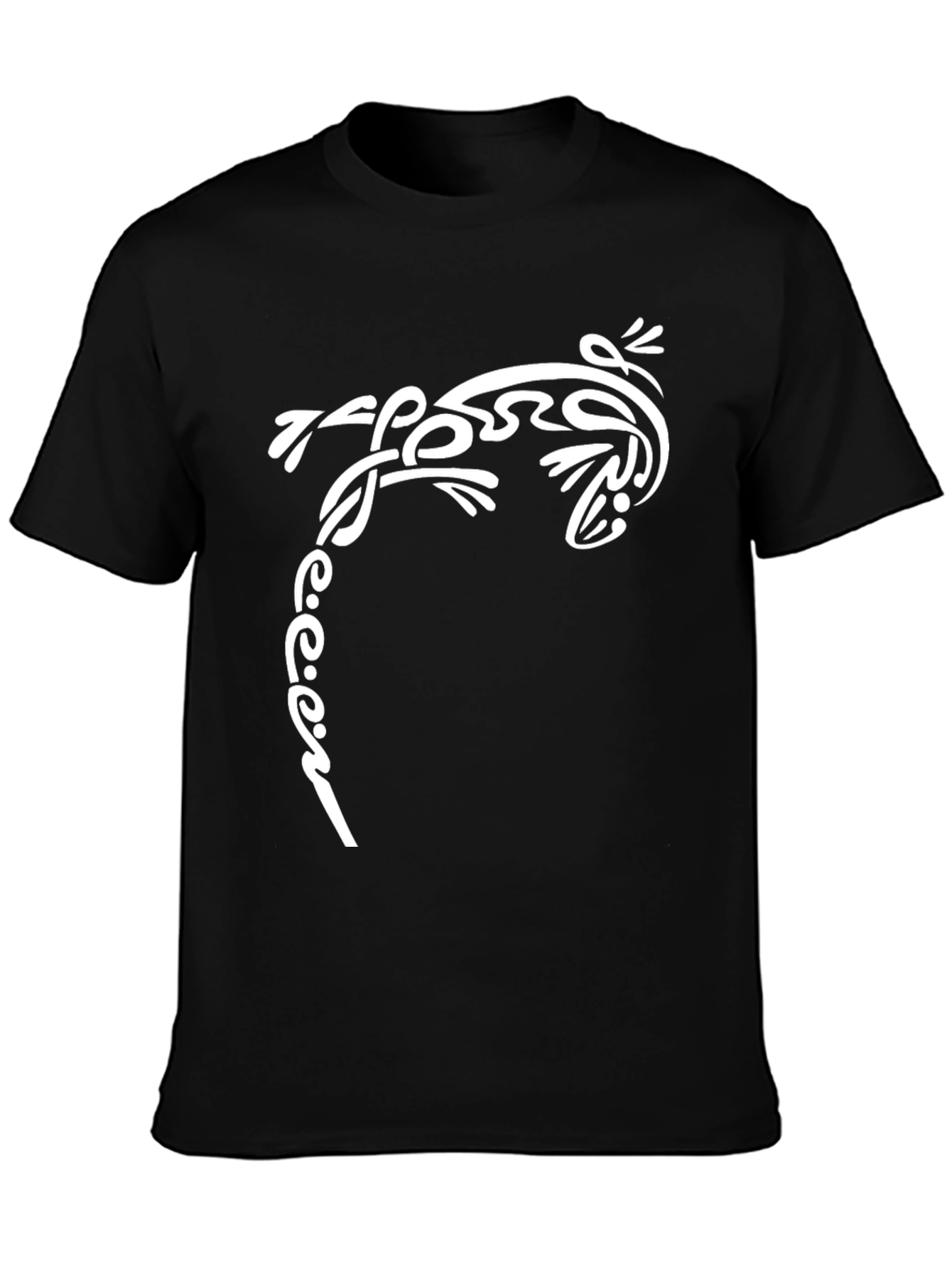 Tribal Lizard Graphic Tee - Black Cotton