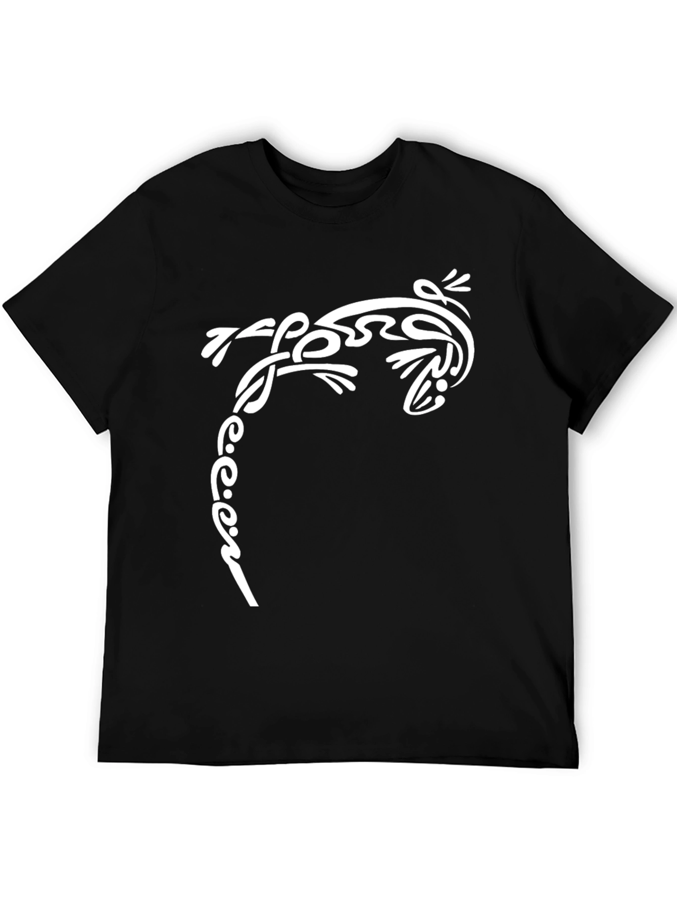 Tribal Lizard Graphic Tee - Black Cotton