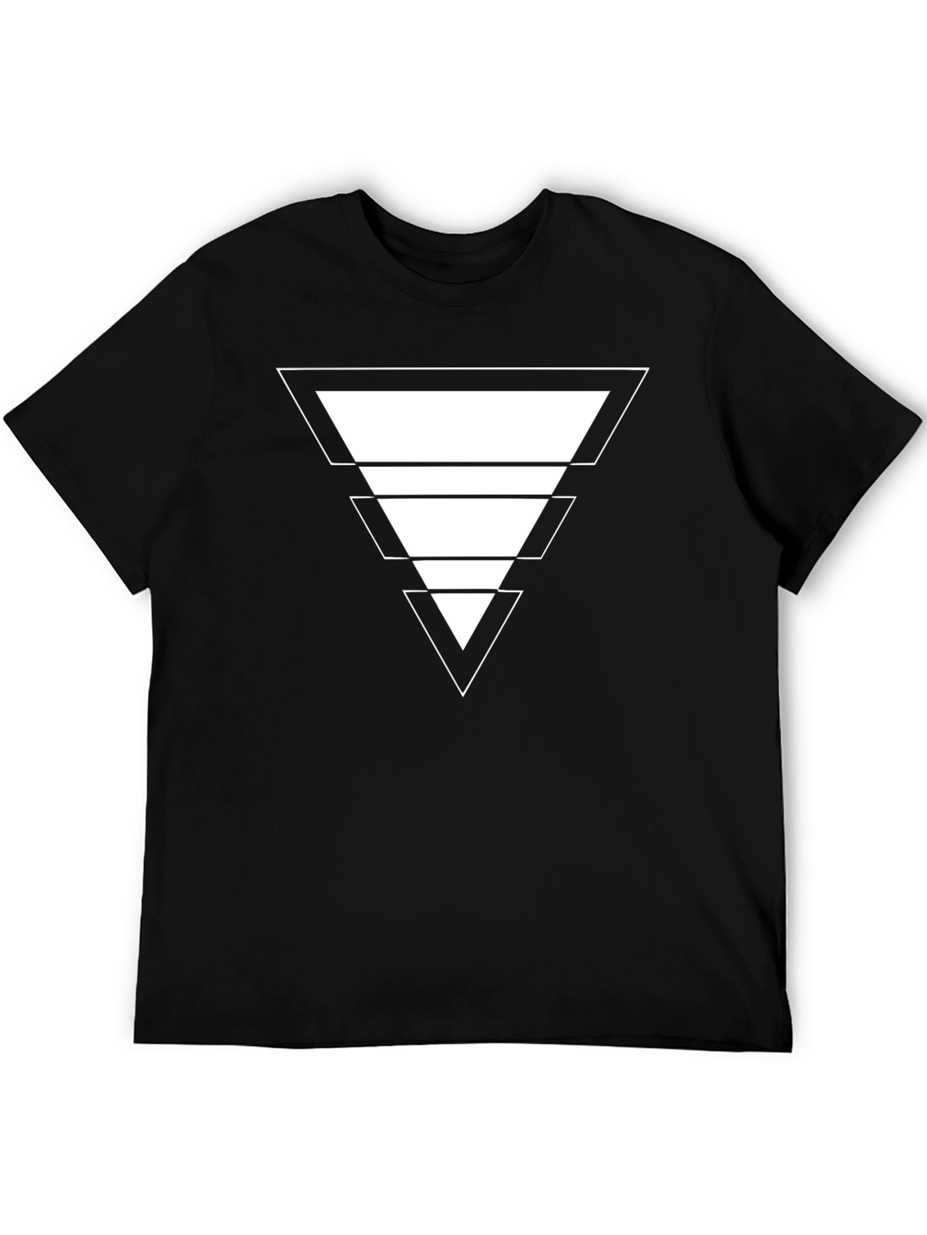 Geometric Triangle Design Black T-Shirt