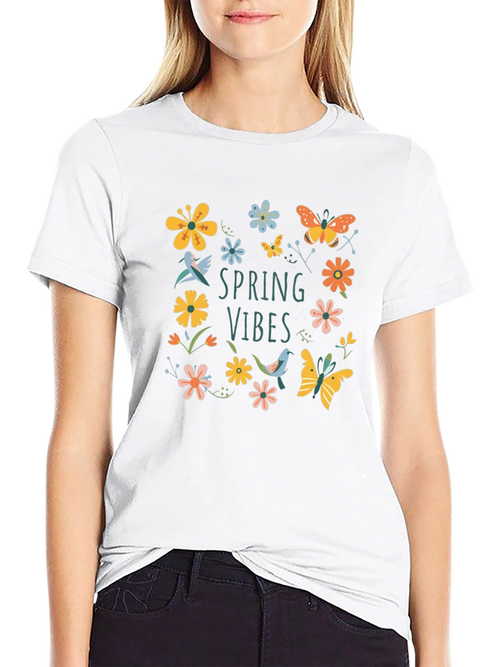 Spring Vibes Graphic Tee - Black