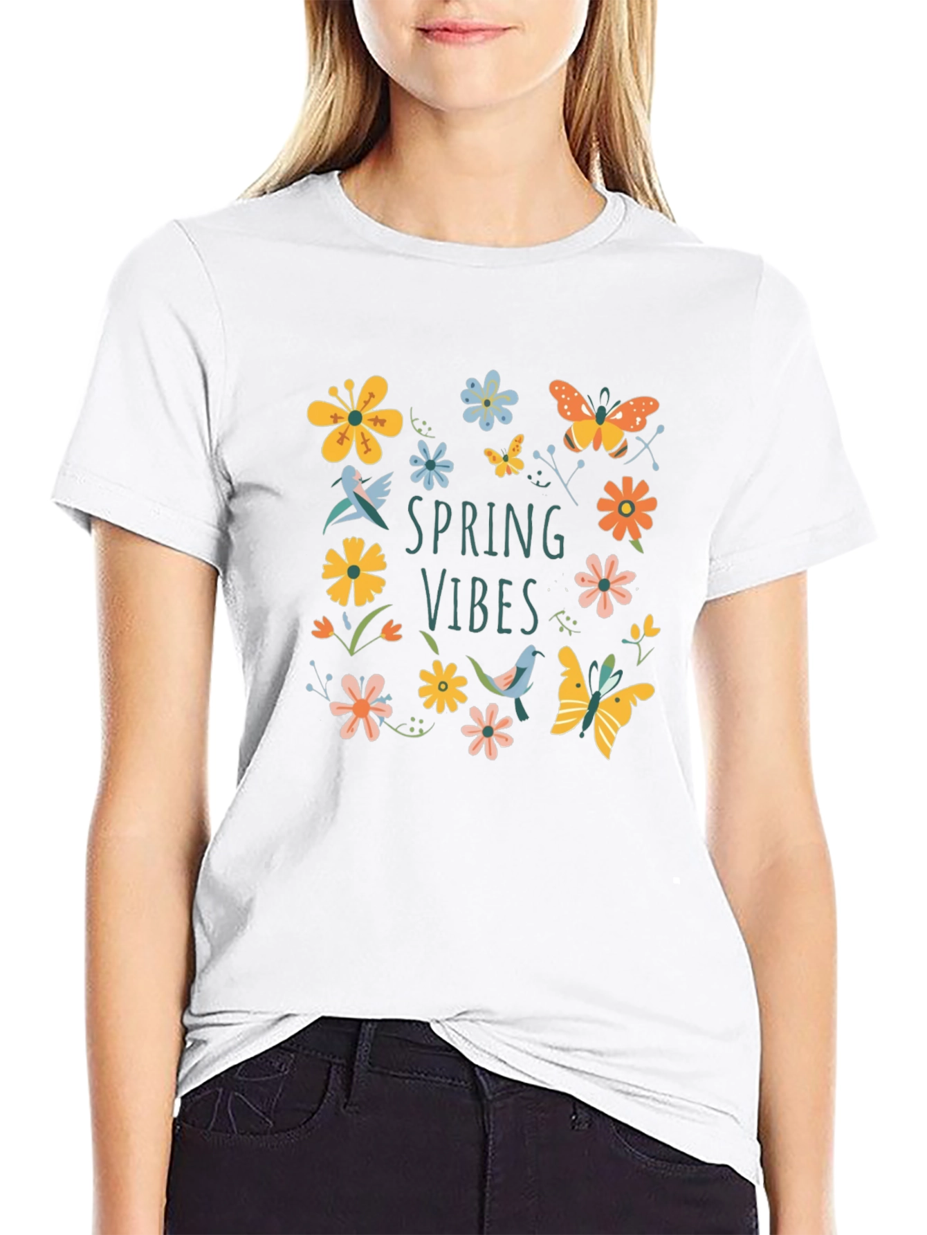 Spring Vibes Graphic Tee - Black
