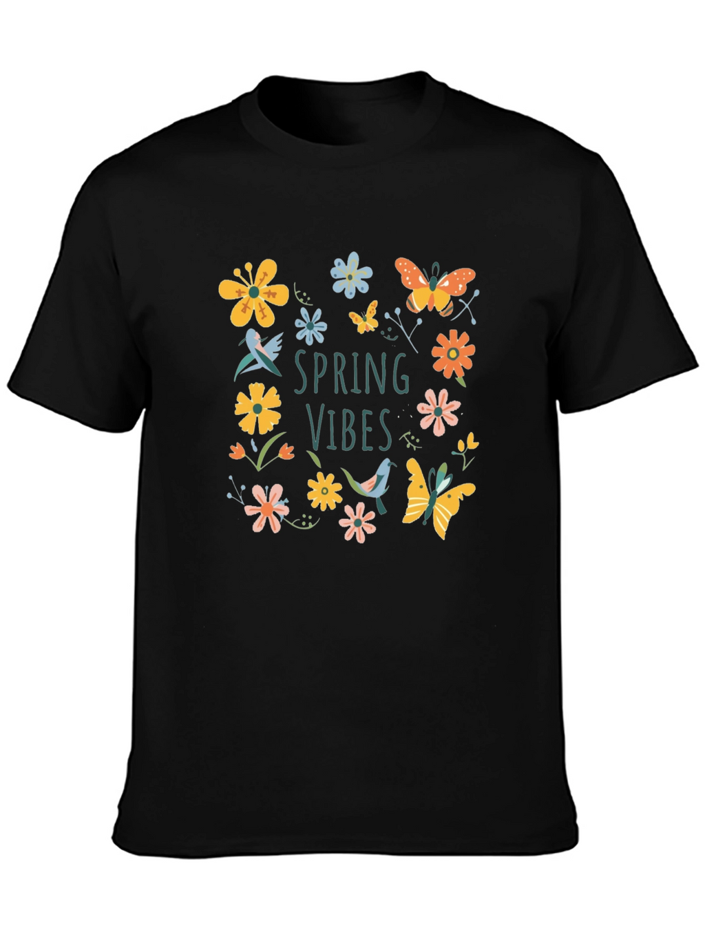 Spring Vibes Graphic Tee - Black