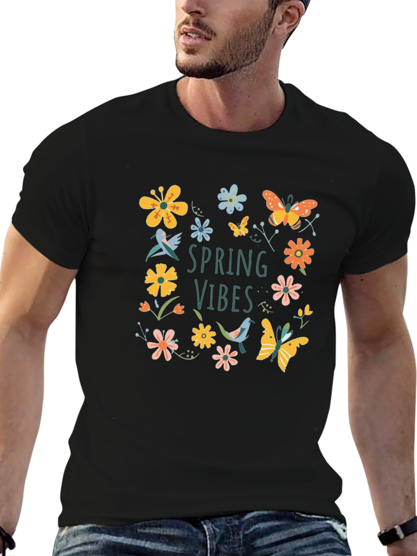 Spring Vibes Graphic Tee - Black