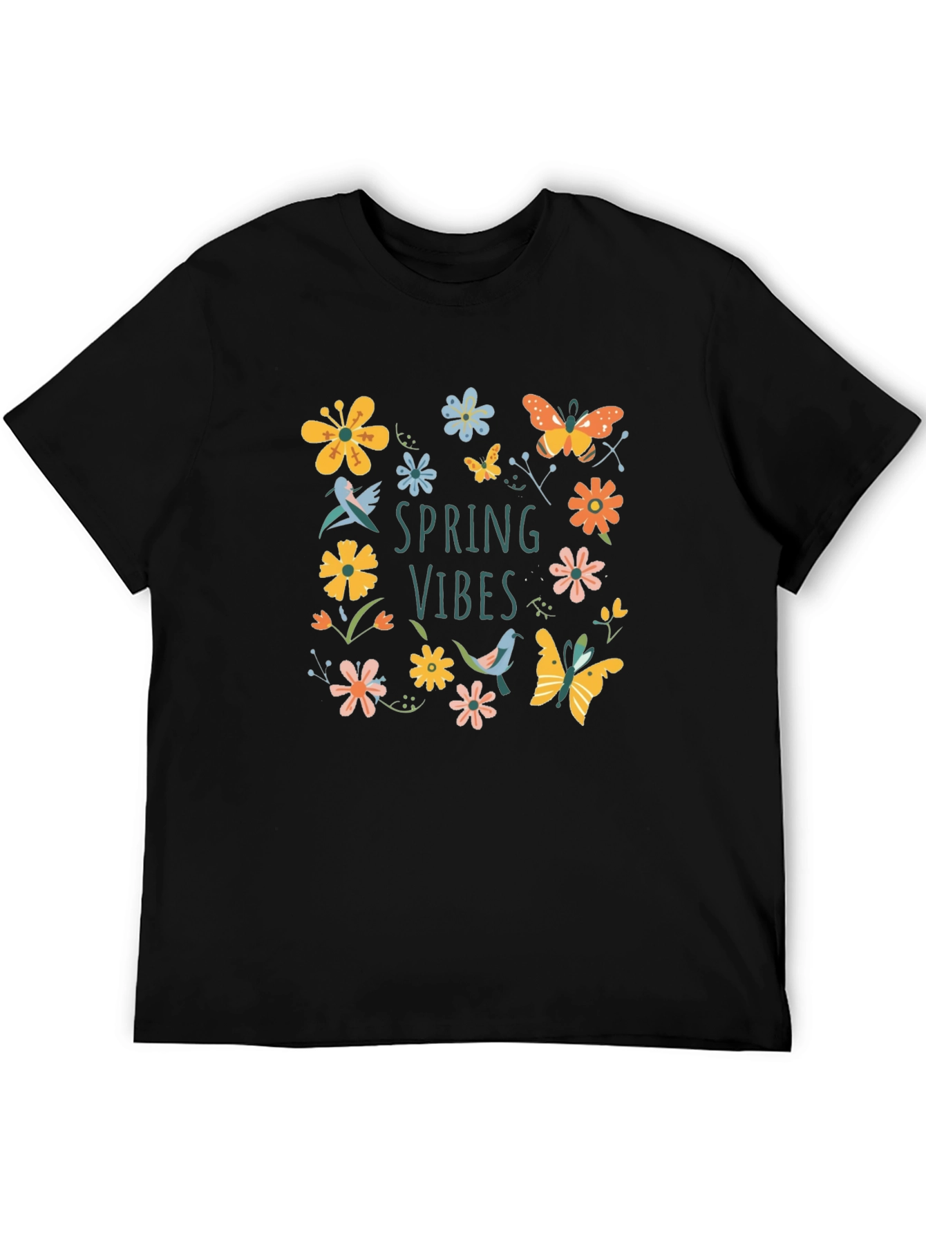 Spring Vibes Graphic Tee - Black