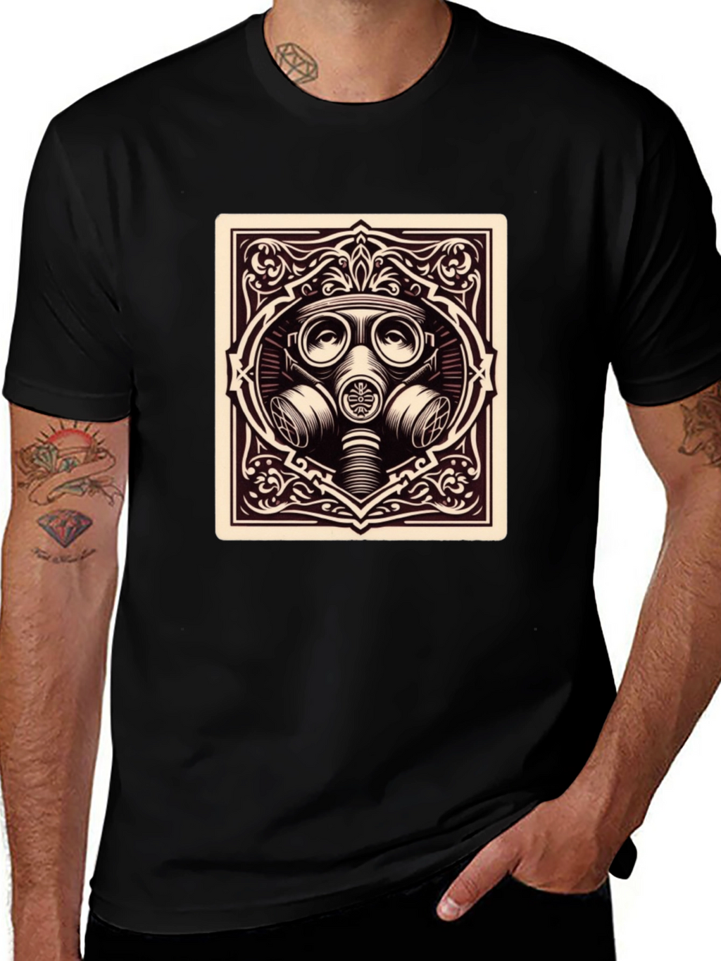 Gas Mask Graphic Tee - Dark Humor Style