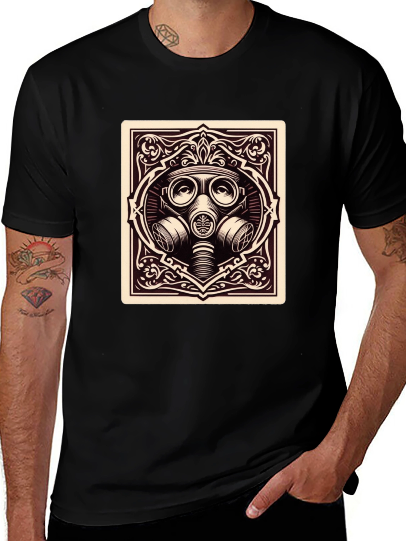 Gas Mask Graphic Tee - Dark Humor Style