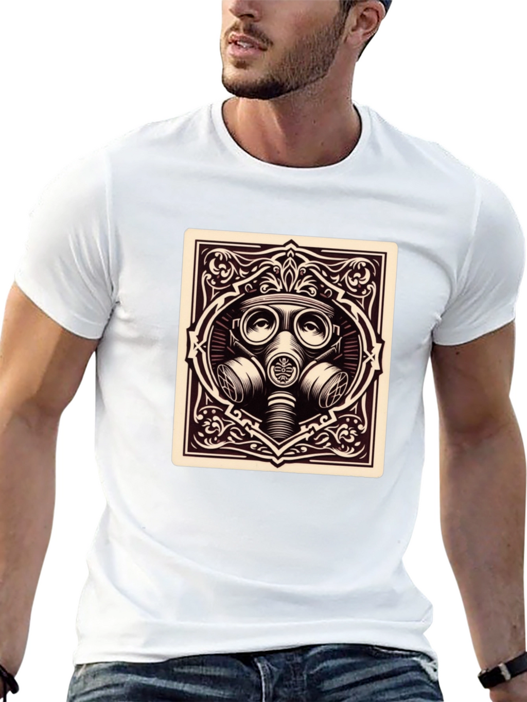 Gas Mask Graphic Tee - Dark Humor Style