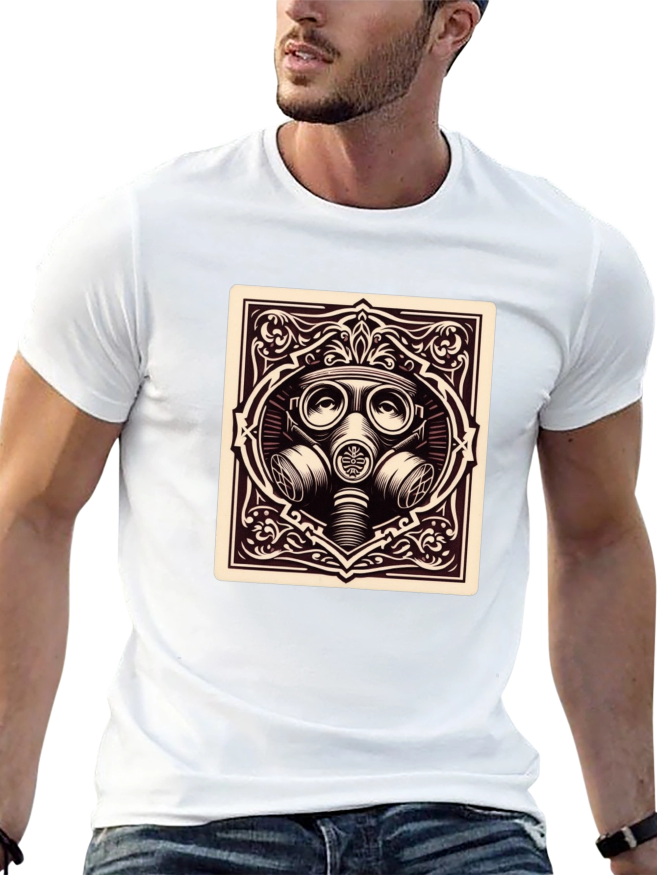 Gas Mask Graphic Tee - Dark Humor Style