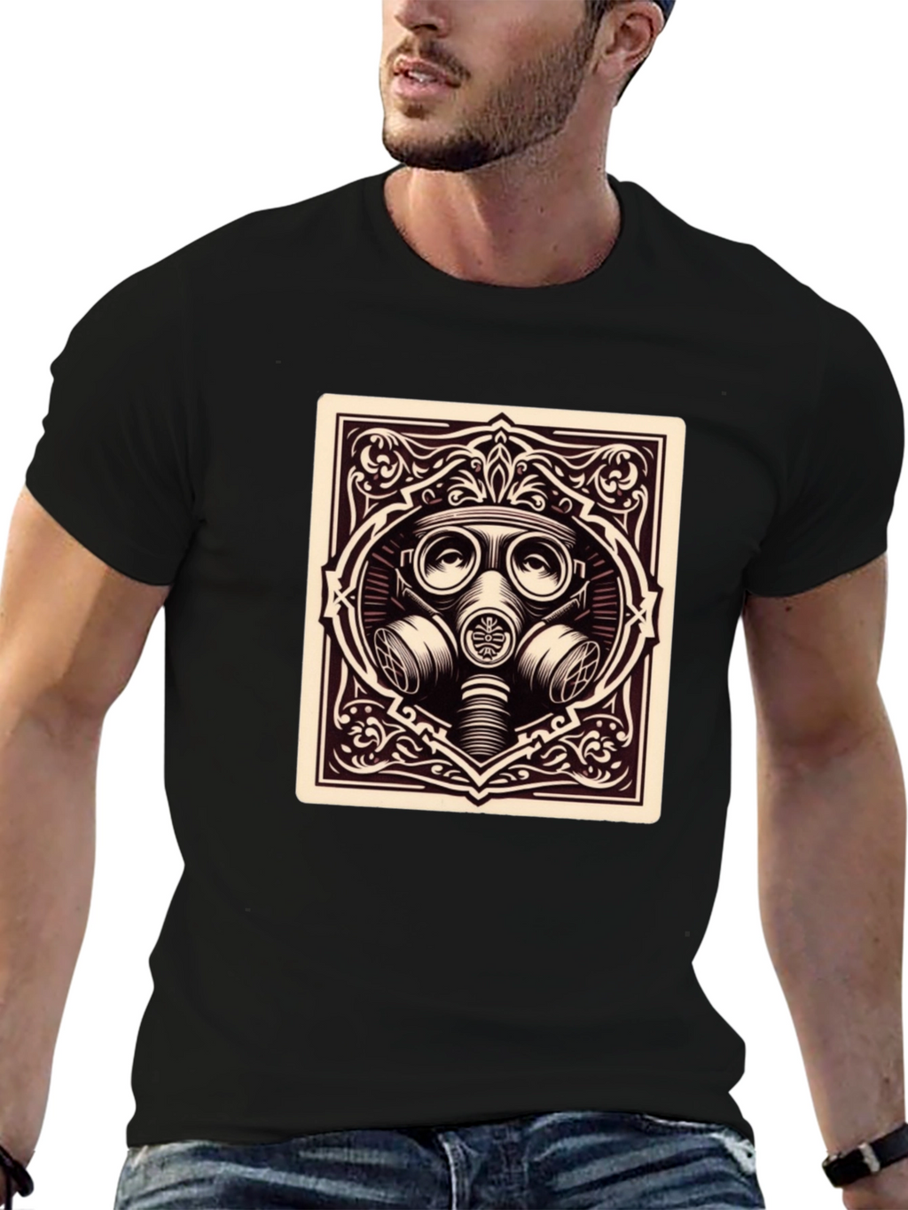 Gas Mask Graphic Tee - Dark Humor Style