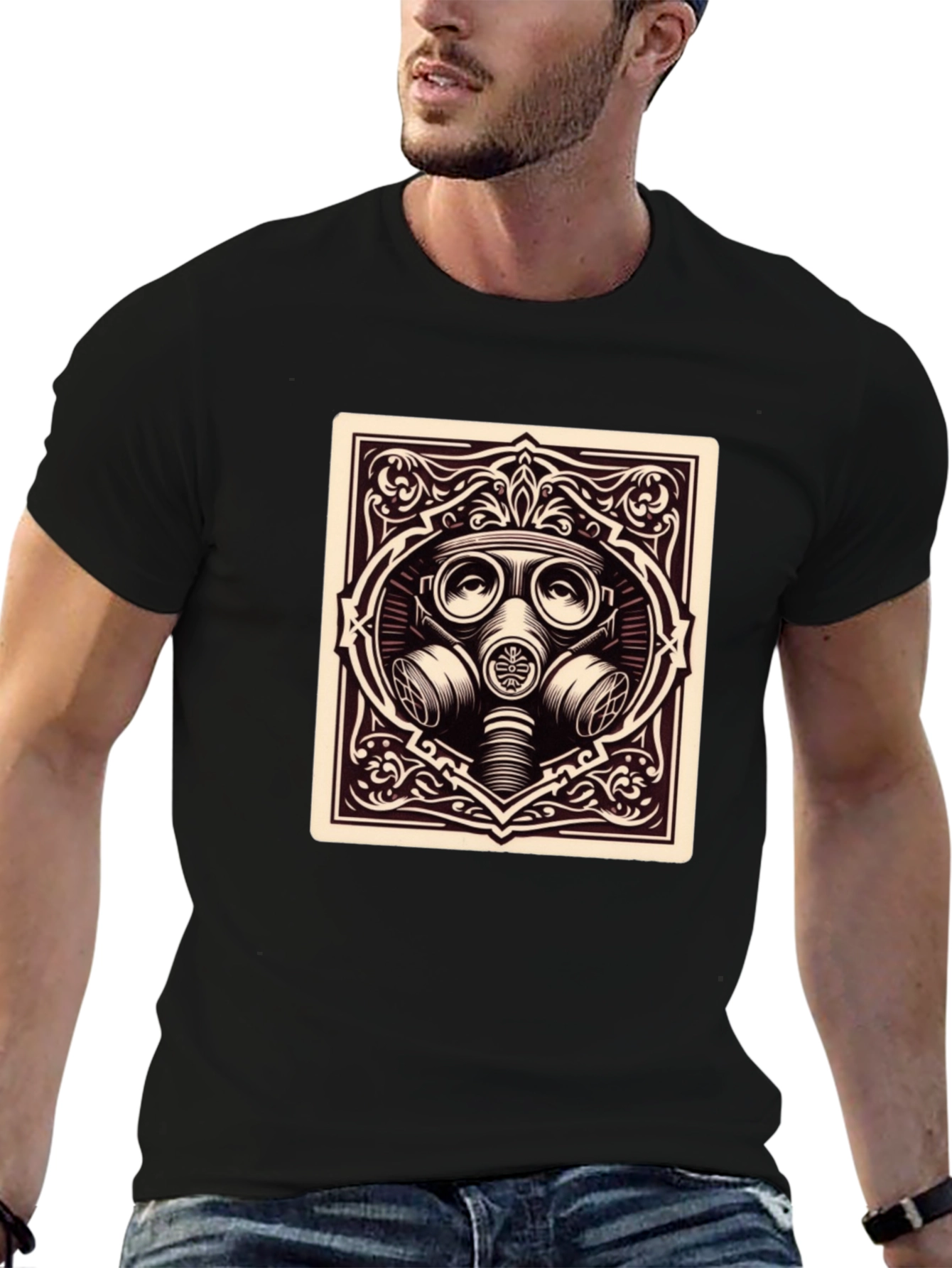Gas Mask Graphic Tee - Dark Humor Style