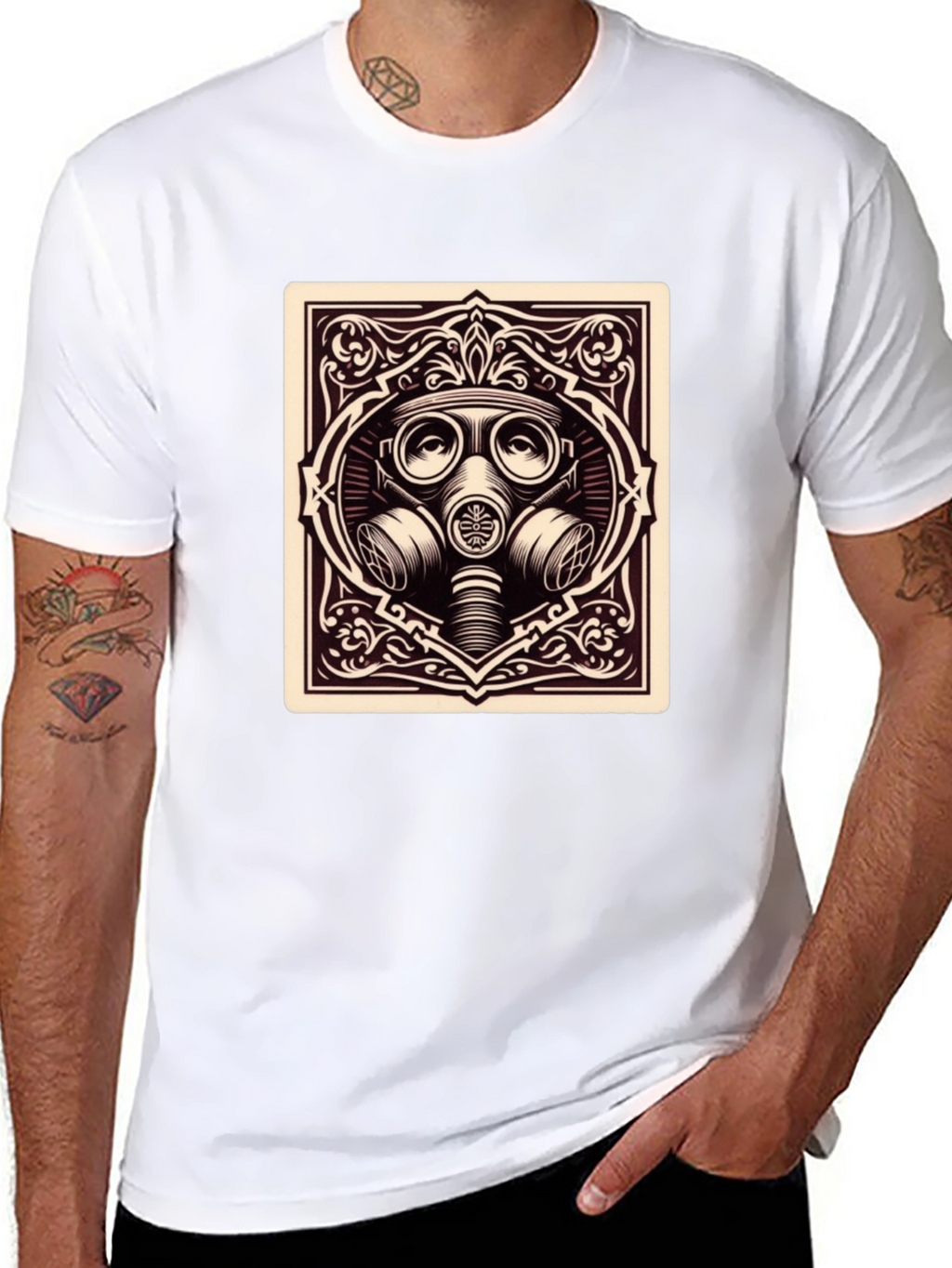 Gas Mask Graphic Tee - Dark Humor Style