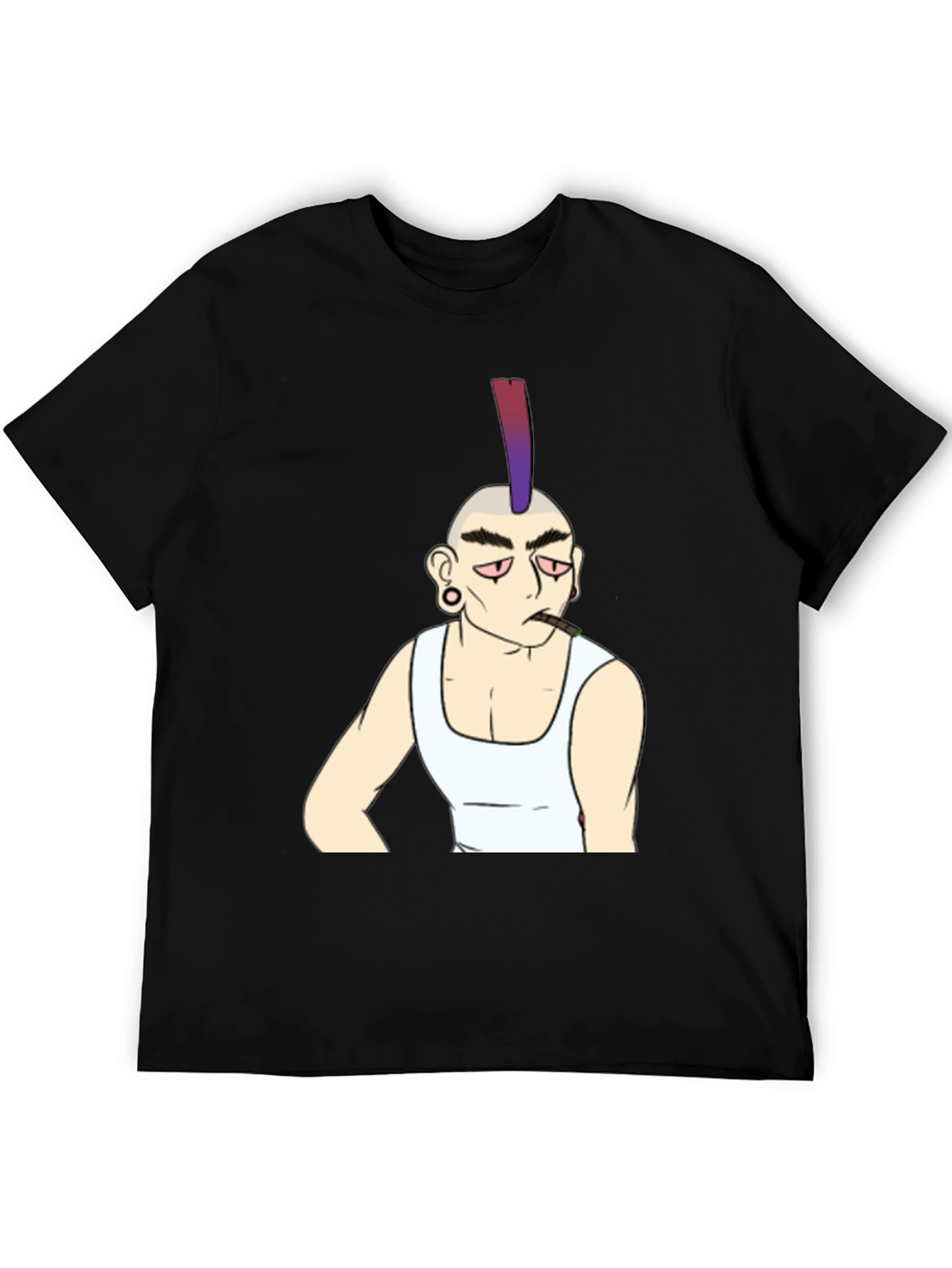 Cool Punk Character Graphic Tee - Black
