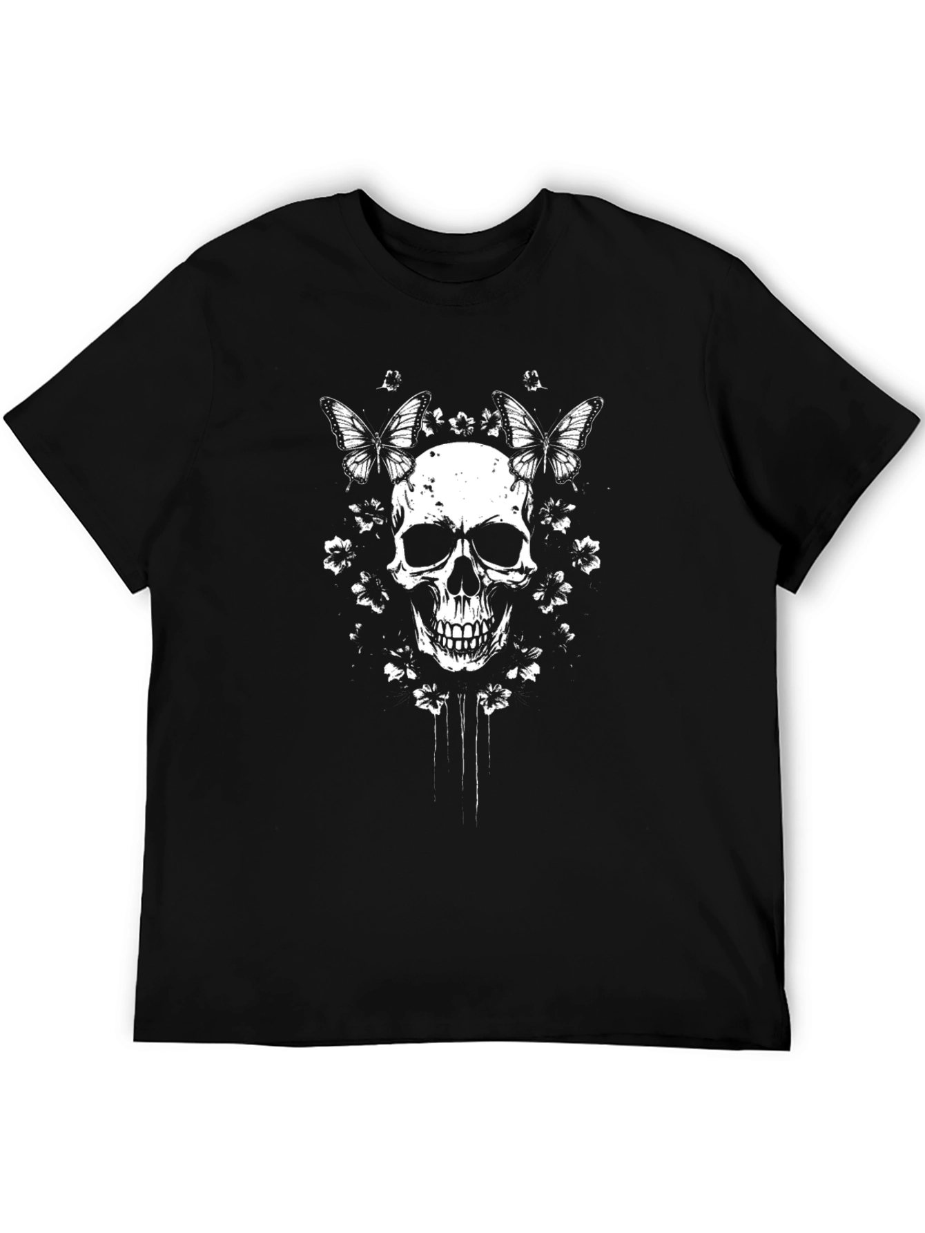 Skull & Butterfly Graphic T-Shirt - Black