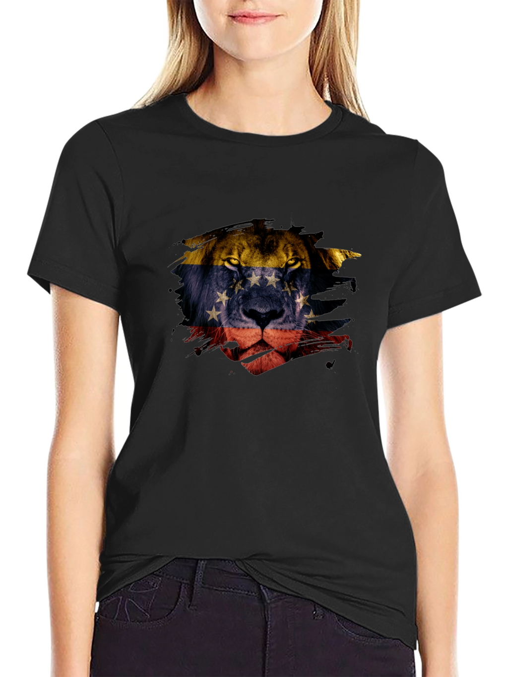 Venezuela Lion Flag Graphic Tee - Black