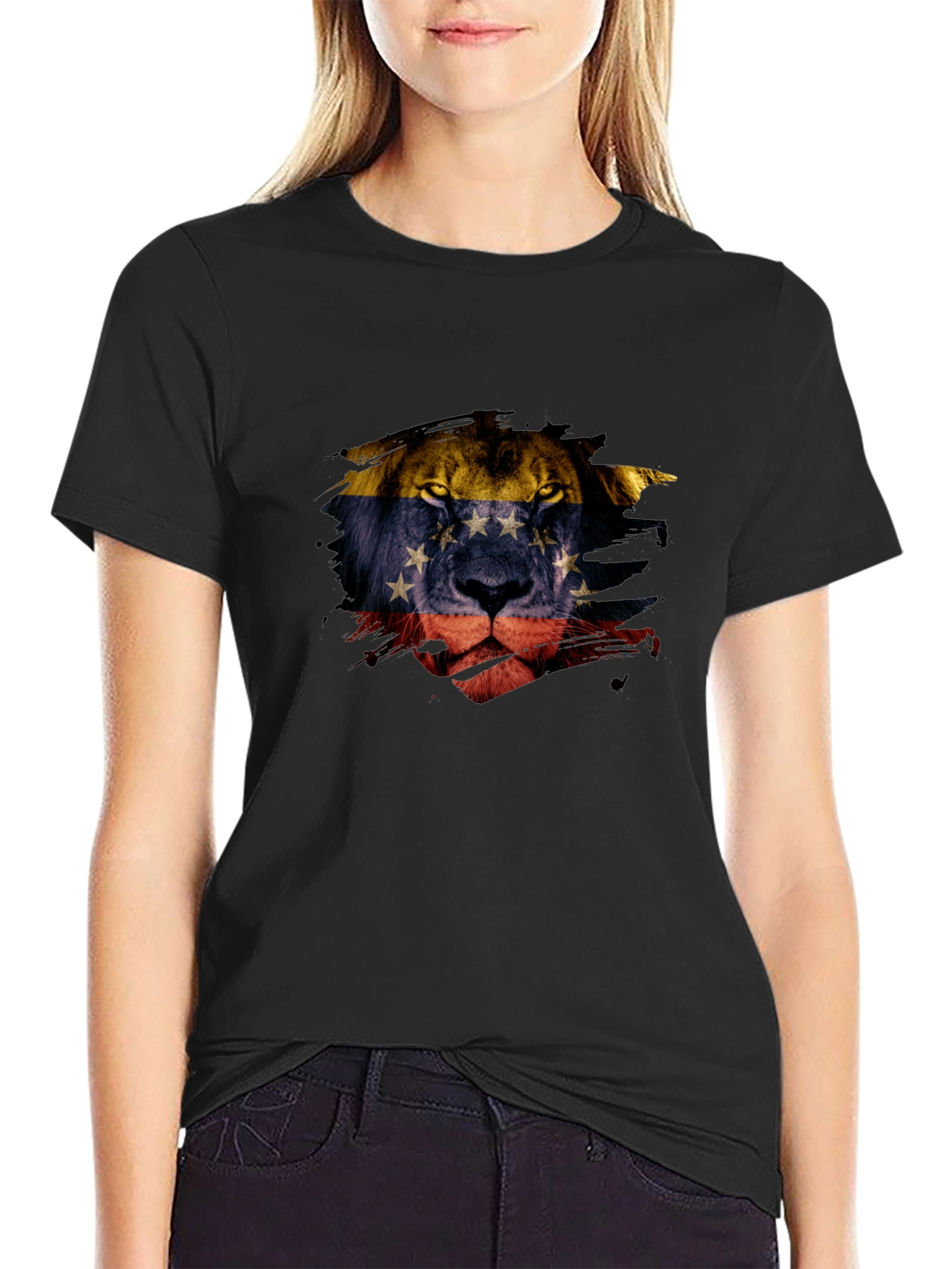 Venezuela Lion Flag Graphic Tee - Black