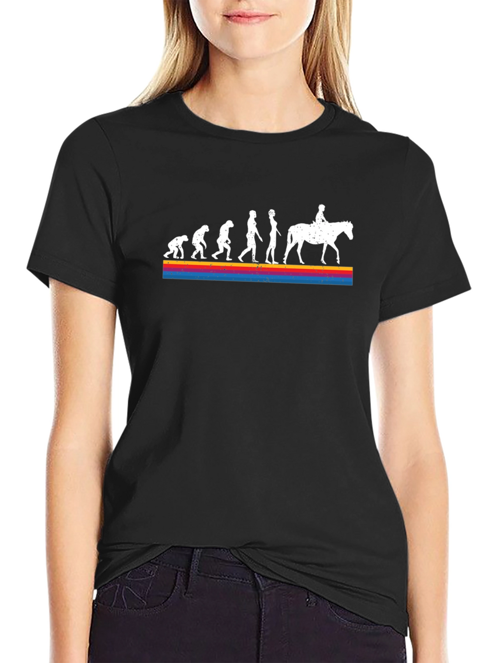 Evolution to Horseback Rider Graphic T-Shirt