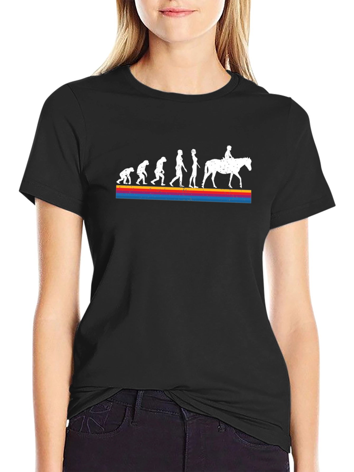 Evolution to Horseback Rider Graphic T-Shirt