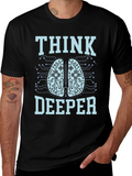 Think Deeper Graphic Tee - Black Cotton T-Shirt