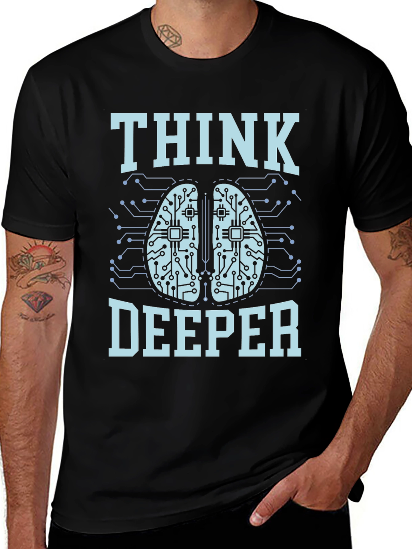 Think Deeper Graphic Tee - Black Cotton T-Shirt
