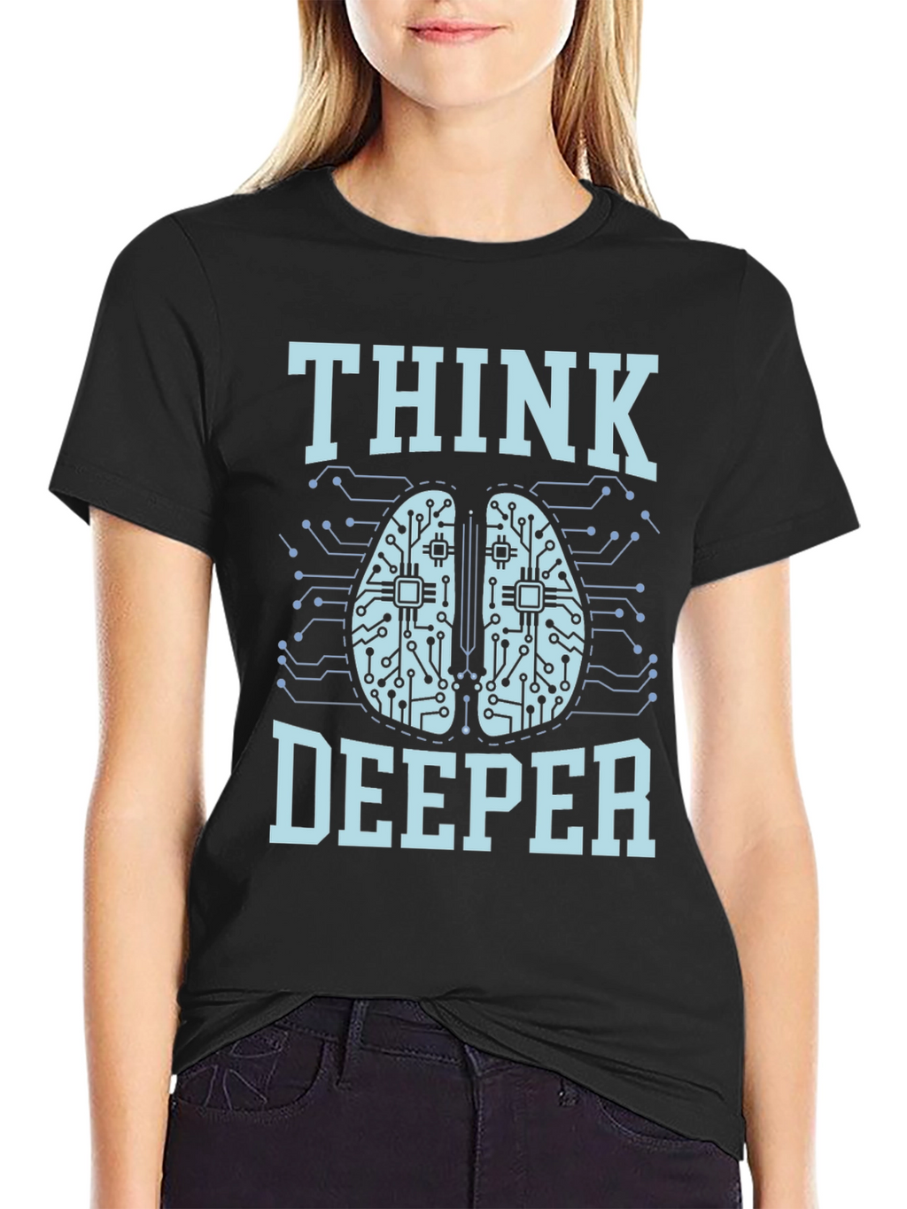 Think Deeper Graphic Tee - Black Cotton T-Shirt