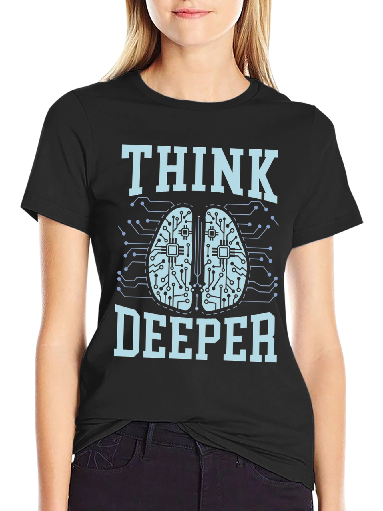 Think Deeper Graphic Tee - Black Cotton T-Shirt