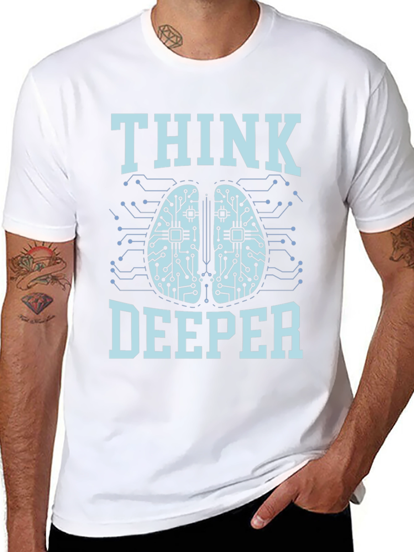 Think Deeper Graphic Tee - Black Cotton T-Shirt