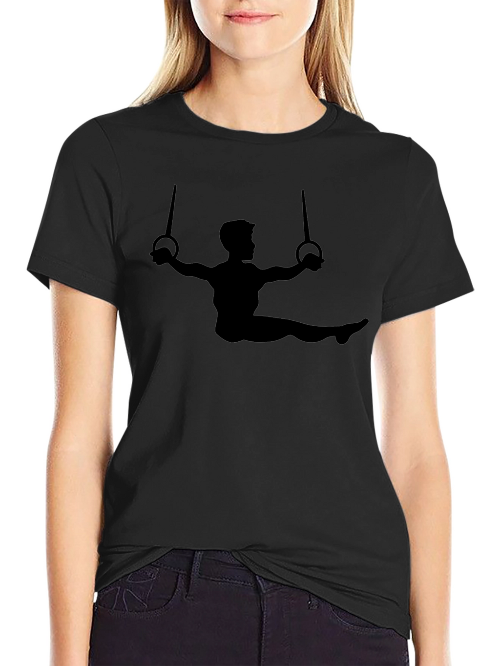 Gymnast Rings Graphic Tee - Black Cotton T-Shirt