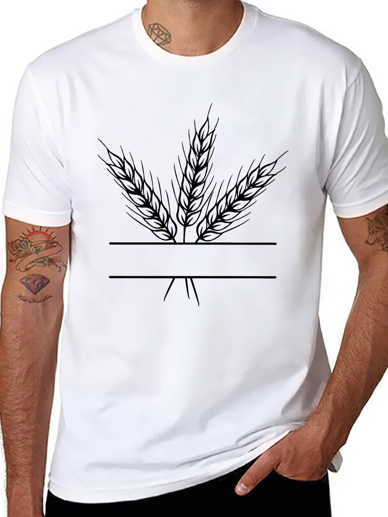 Wheat Stalks Black Graphic T-Shirt