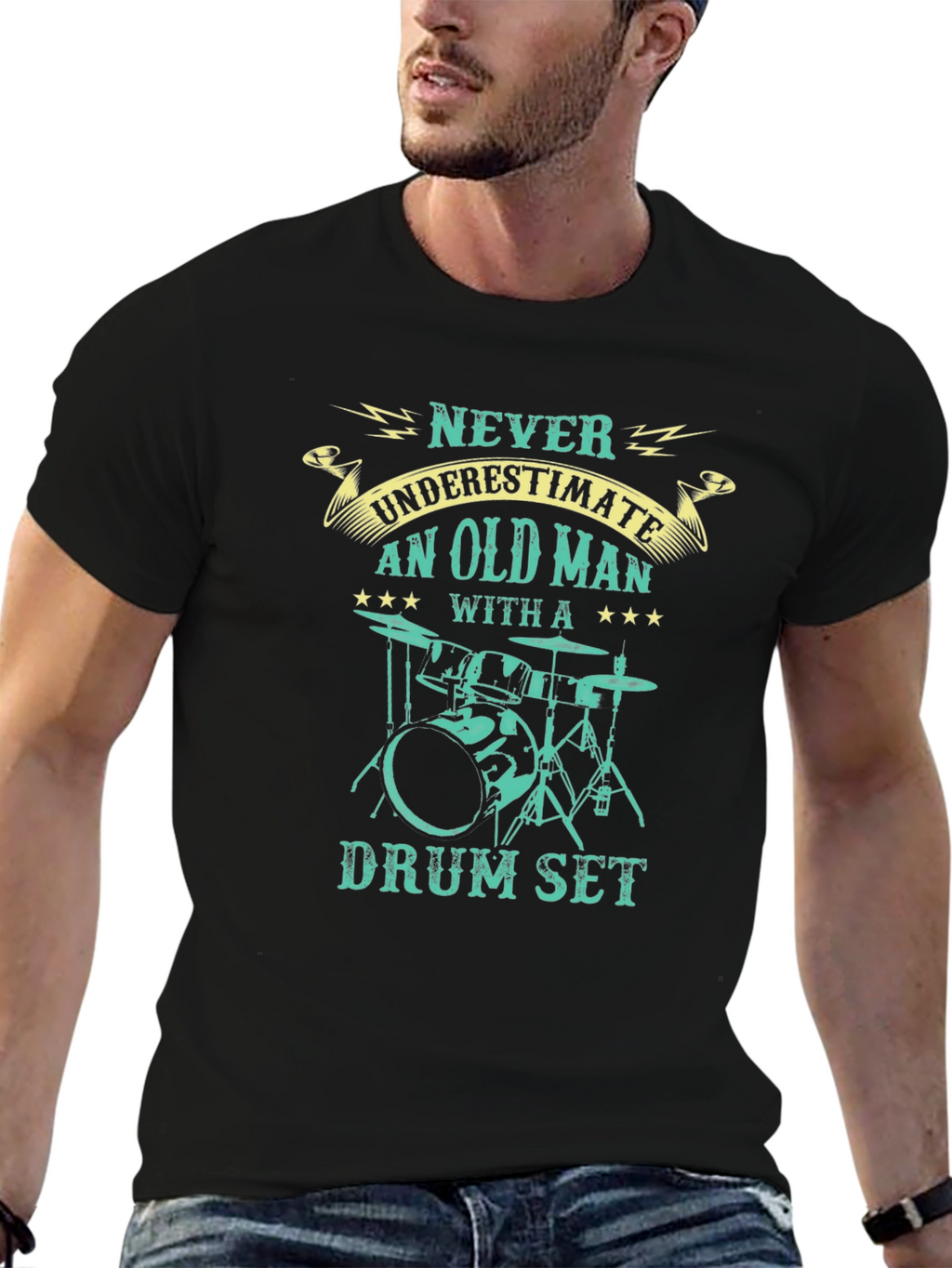 Never Underestimate Old Man Drum Set T-Shirt