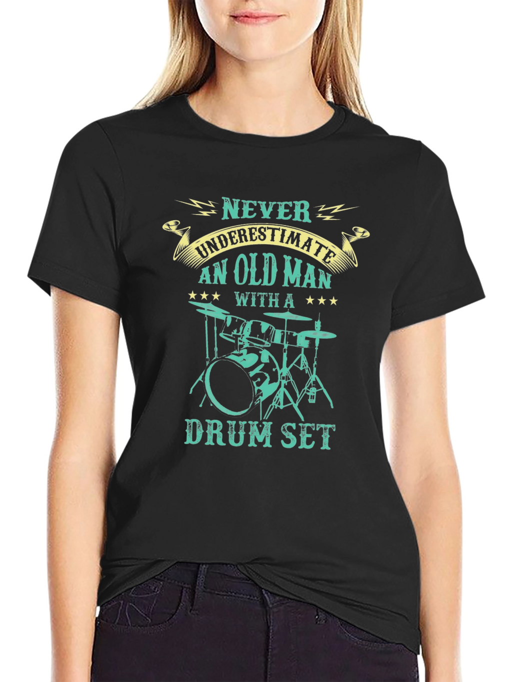 Never Underestimate Old Man Drum Set T-Shirt