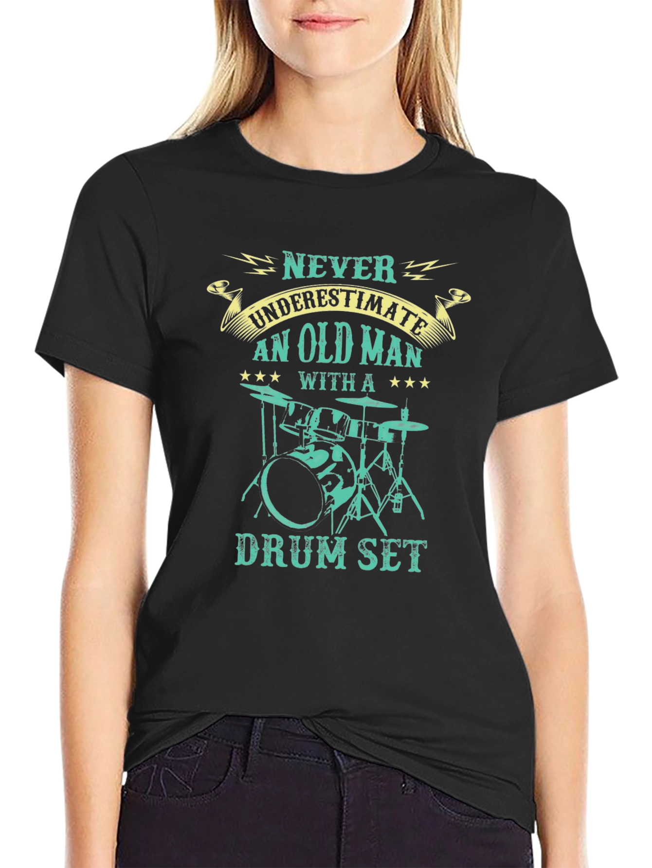Never Underestimate Old Man Drum Set T-Shirt