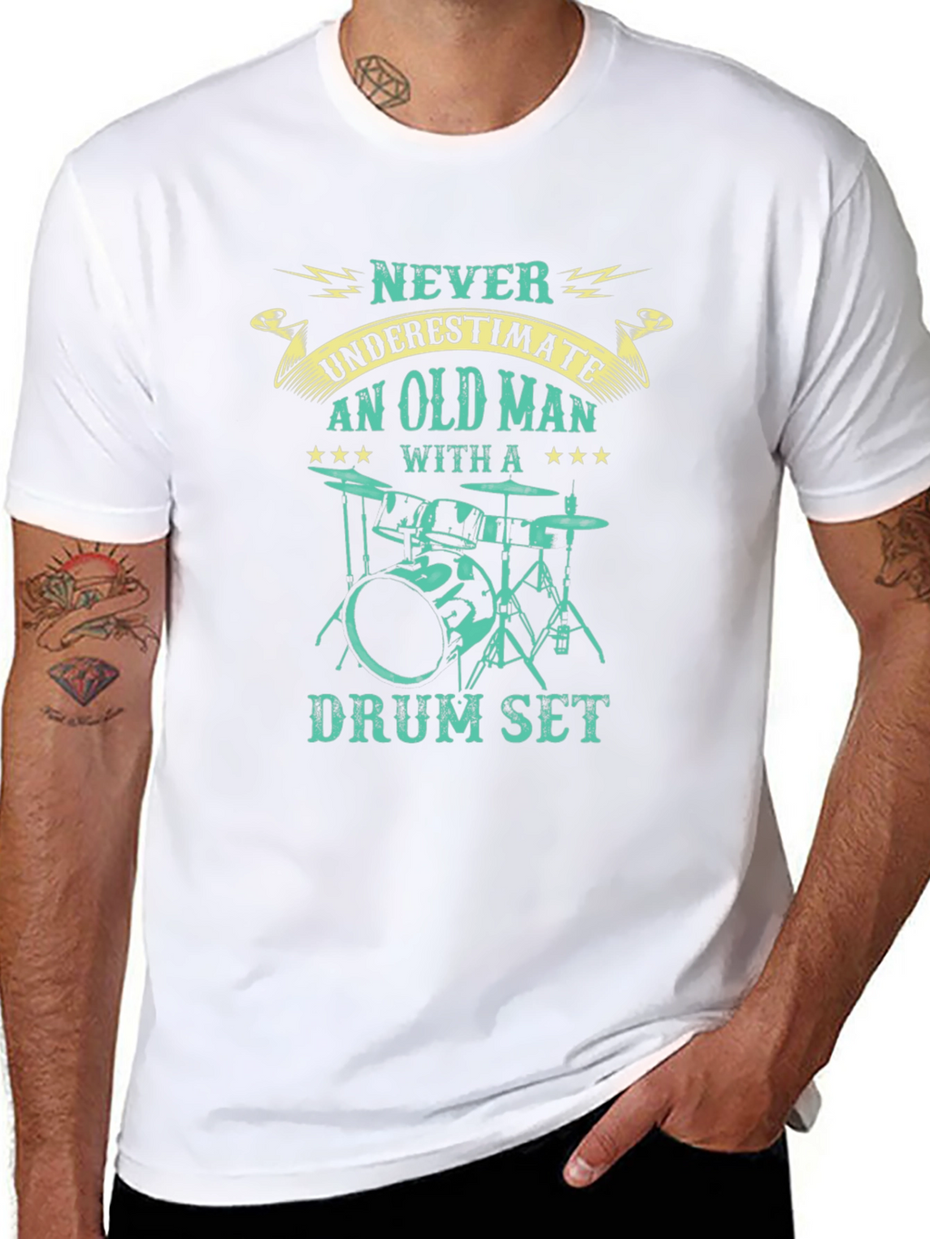 Never Underestimate Old Man Drum Set T-Shirt