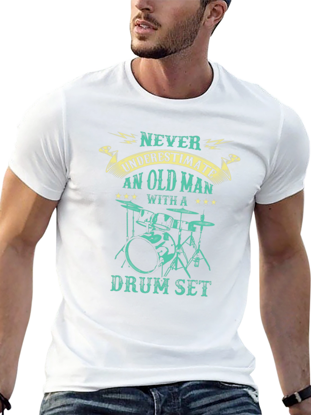 Never Underestimate Old Man Drum Set T-Shirt