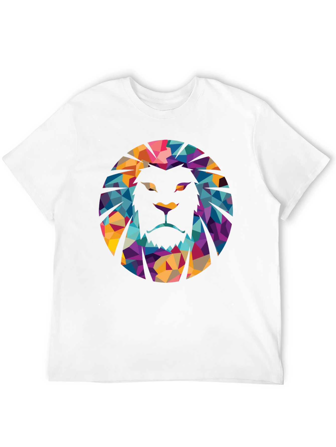 Geometric Lion Graphic Black T-Shirt