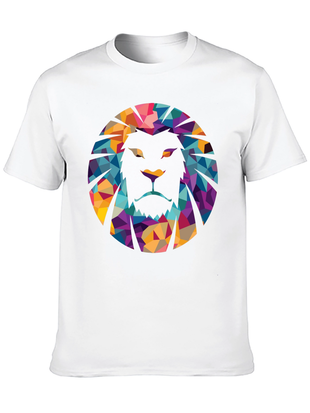 Geometric Lion Graphic Black T-Shirt
