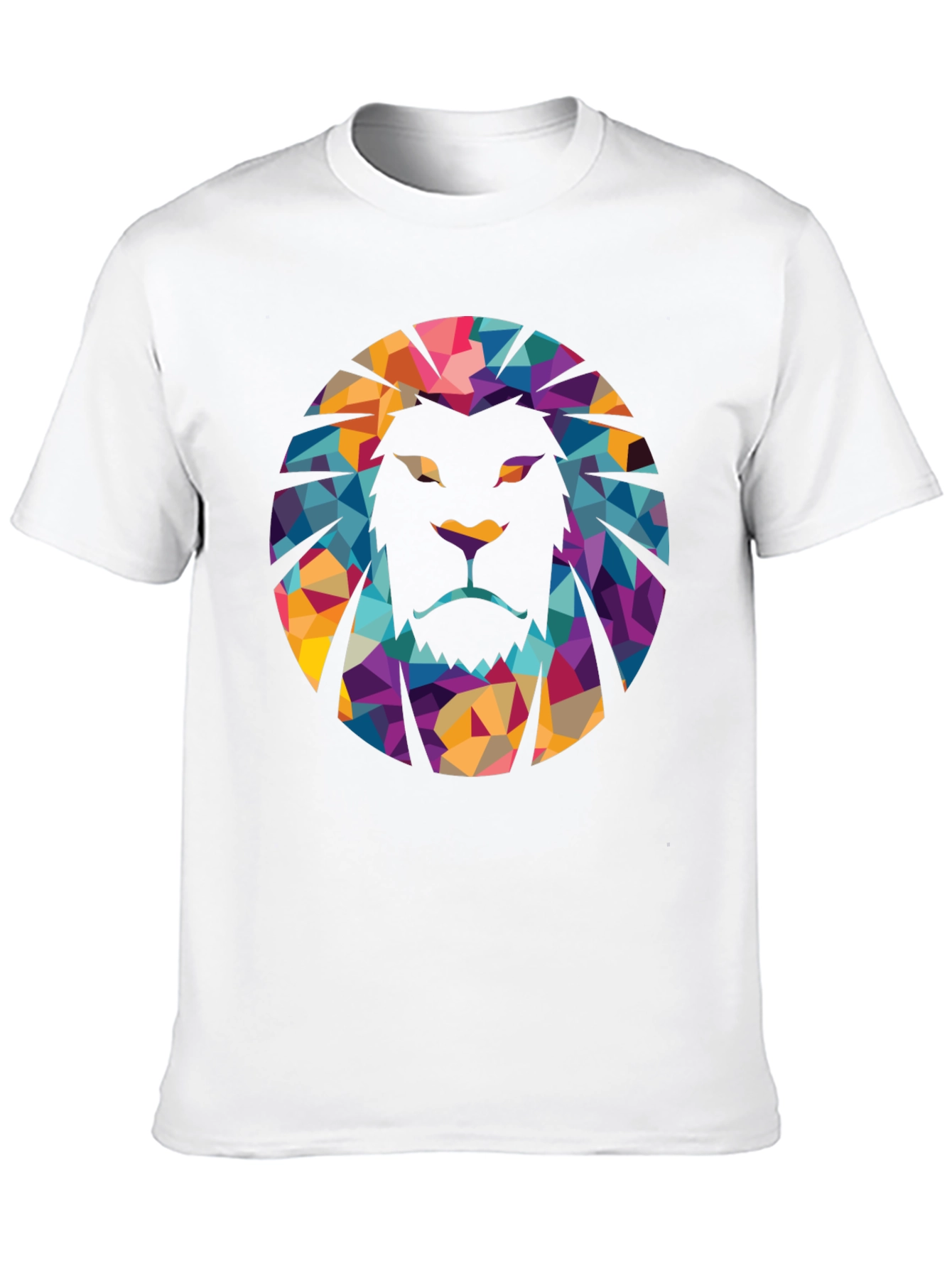 Geometric Lion Graphic Black T-Shirt