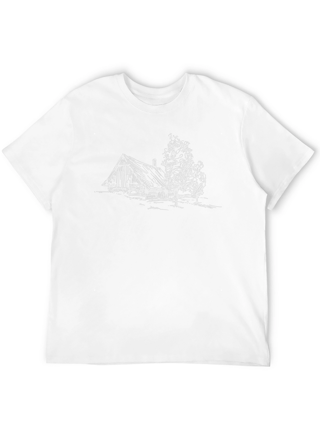 Rustic Cabin Sketch Black T-Shirt