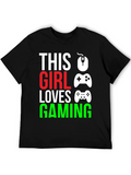This Girl Loves Gaming Black T-Shirt