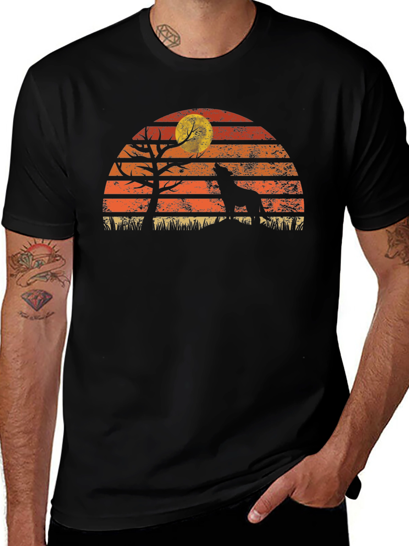 Vintage Wolf Moon Graphic Tee - Nature Inspired Design