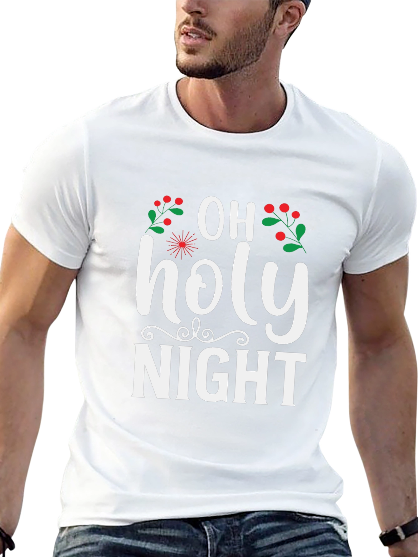 Oh Holy Night Christmas Holiday Graphic Tee
